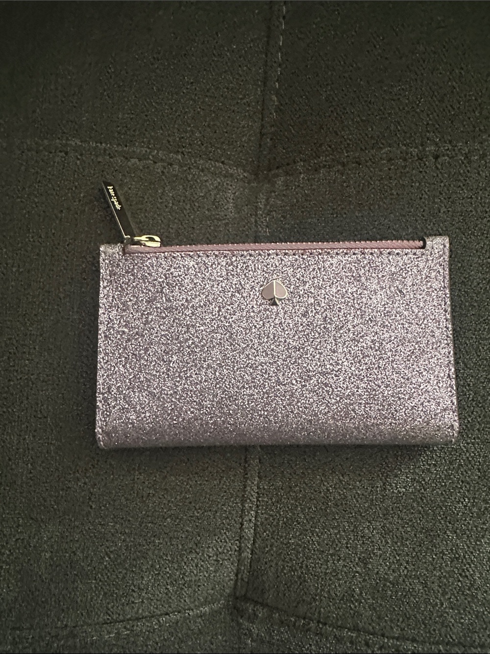 kate spade glitter zip wallet - lavender